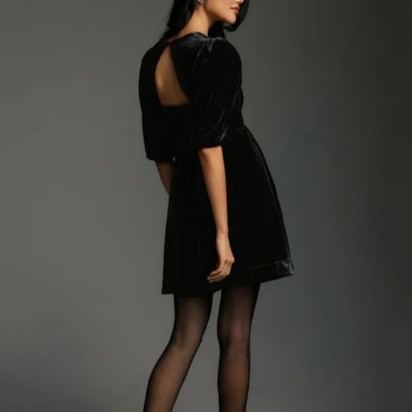 NWT Anthropologie Maeve Sweetheart Mini Velvet Dress Black Size Small Petite - Picture 4 of 13